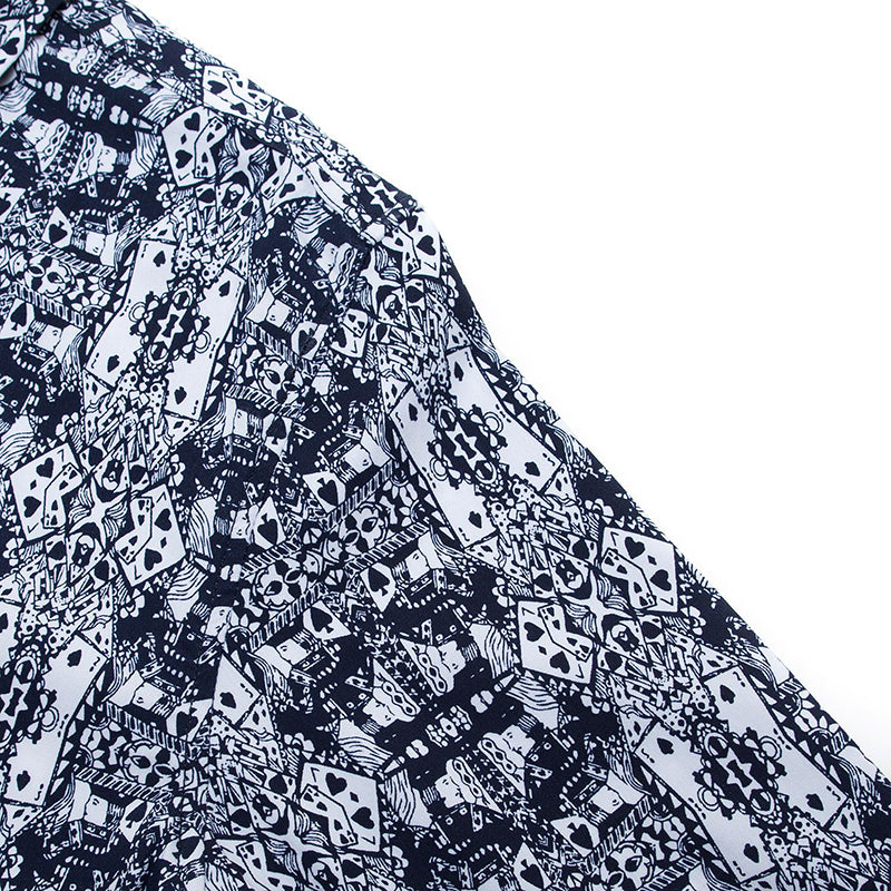 Fashion Pattern Printed Lapel Long Sleeve Men Shirt