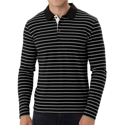 Striped Polo Shirt Casual Lapel Men's T-shirt