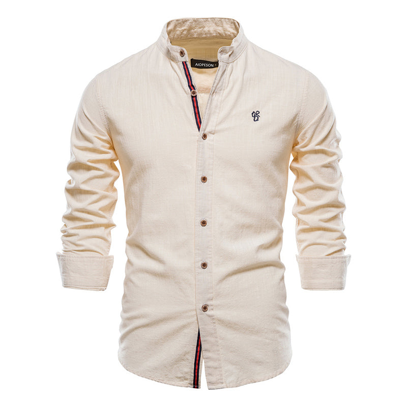 Causal Plus Size Solid Color Cotton and Linen Men Shirt