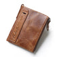 Retro Leather Double Zipper RFID Men's Money Clip Wallet