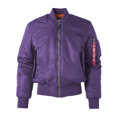 Solid Color Stand Collar Loose Couple Bomber Jacket