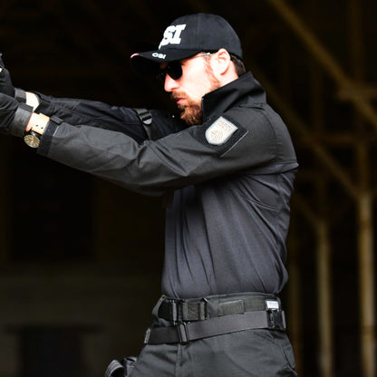 Stand Collar Split Joint Men's T-shirt