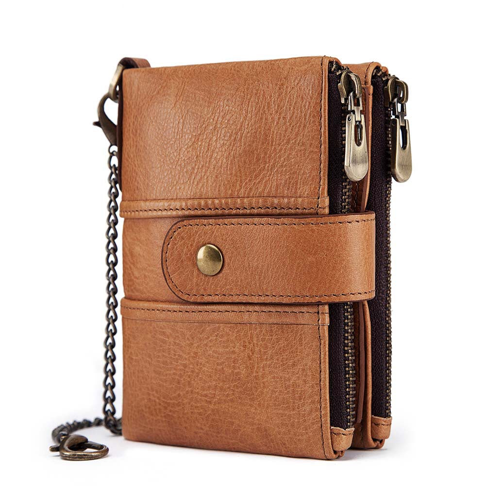 Multifunction Retro Zipper Leather Men's Wallet