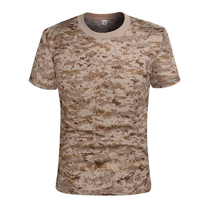 تي شيرت مموه برقبة دائرية وأكمام قصيرة للرجال سريع الجفاف