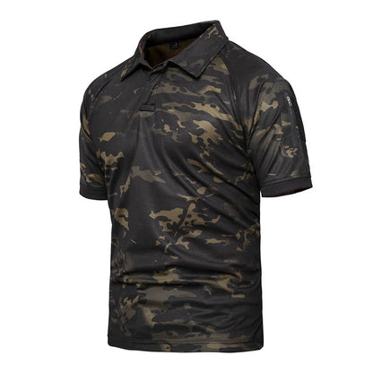 Camiseta para hombres de solapa de secado rápido de camuflaje