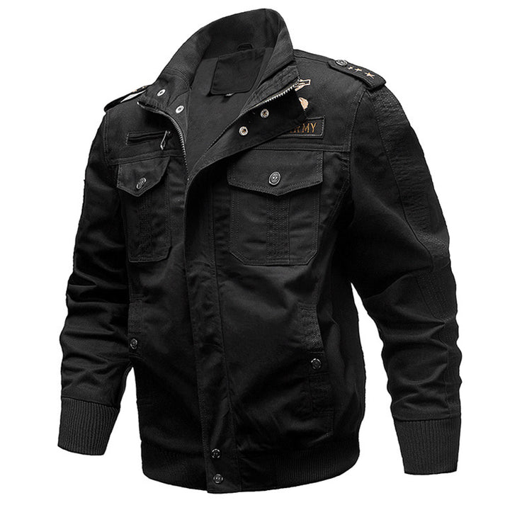 Plus Size Stand Collar Military Men's Jacket TANGEEL