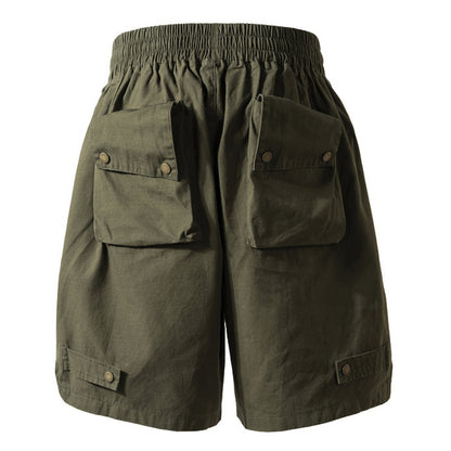 Estilo militar cor sólida cor tridimensional de bolso multi-bolso shorts masculinos funcionais