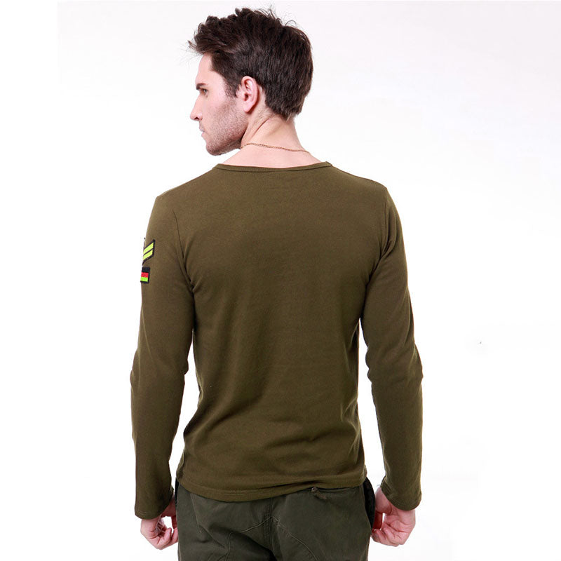 Embroidered Armband Elasticity Long-sleeved Men's T-shirt - KINGEOUS