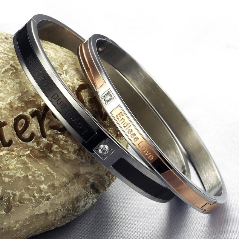 Loyal and Steadfast Endless Love Stainless Steel Couple Bracelets