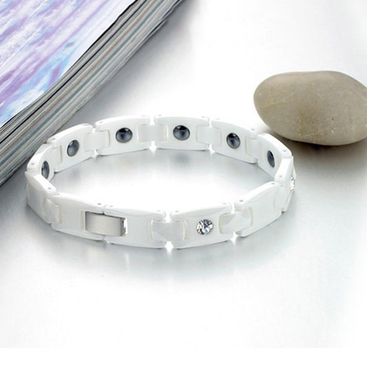 Healthy Lodestone Ceramic CZ Inlaid Couple Bracelets - KINGEOUS