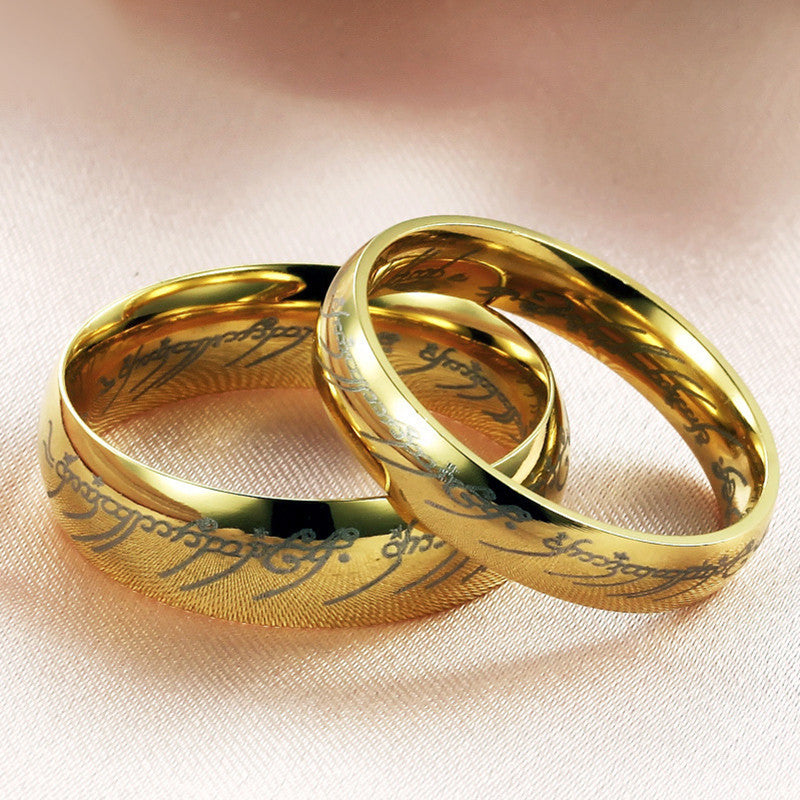The Lord of the Rings Gold-plated Stainless Steel Couple Rings