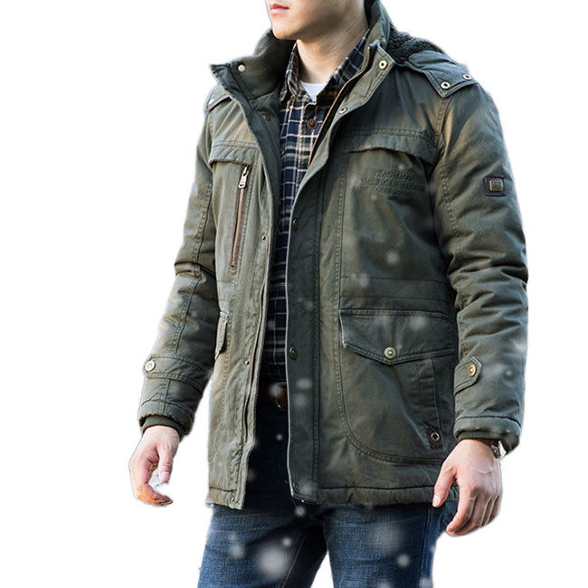 Casual Loose Warm Plus Velvet Thickened Mid-length Men's Jacket