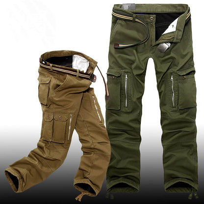 Casual Pockets Thicken Warm Winter Men's Cargo Pants - KINGEOUS