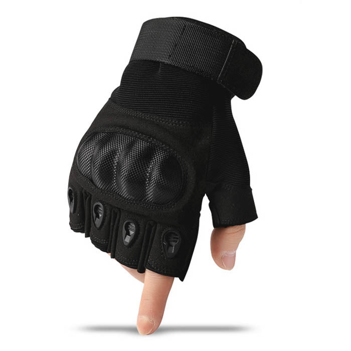 Military carbon fiber Half Finger Men Gloves