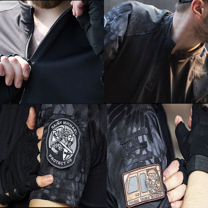 Camisa masculina de manga curta do estilo python camuflada