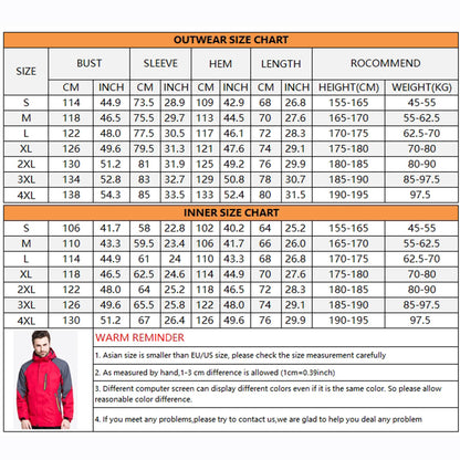Jaqueta de Três em One de Men e Menor Vento ao ar livre e quente