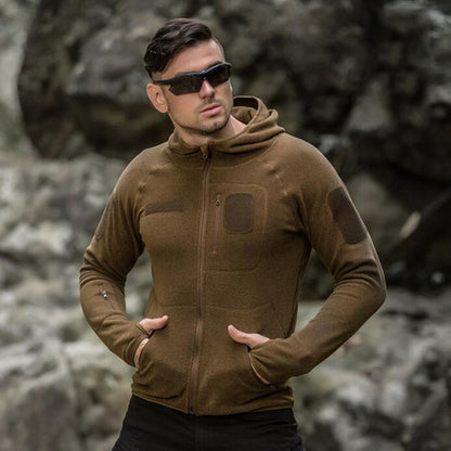 Color sólido Aventurero al aire libre Chaqueta de hombres de vellón cálido