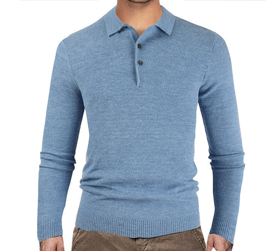 Solid Color POLO Collar Knitwear Men's Bottoming Sweater