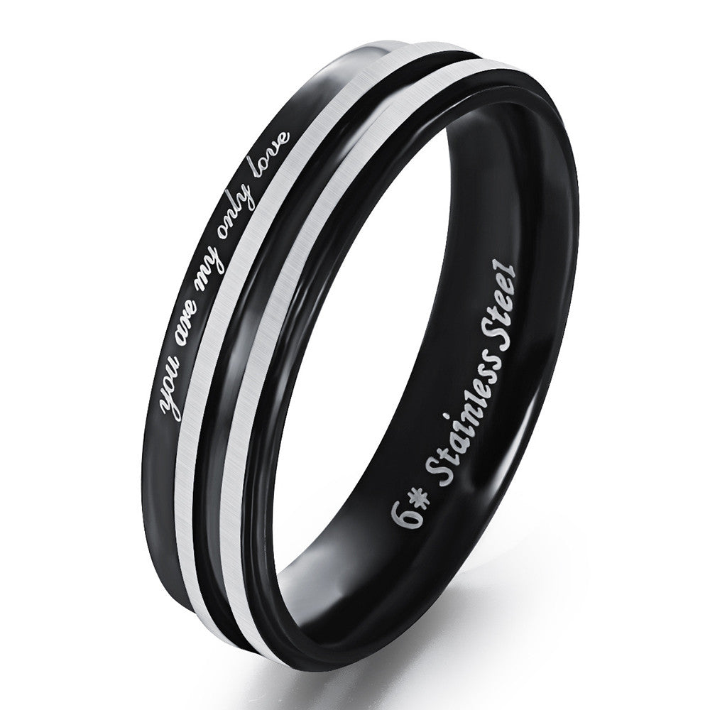 You are My Only Love Black Gold-plated Couple Rings