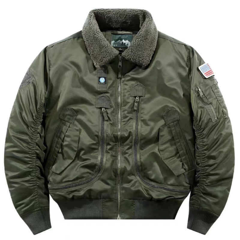 Air Force Aviator Casual Fur Collar Lapel Removable Men's Cotton Jacket