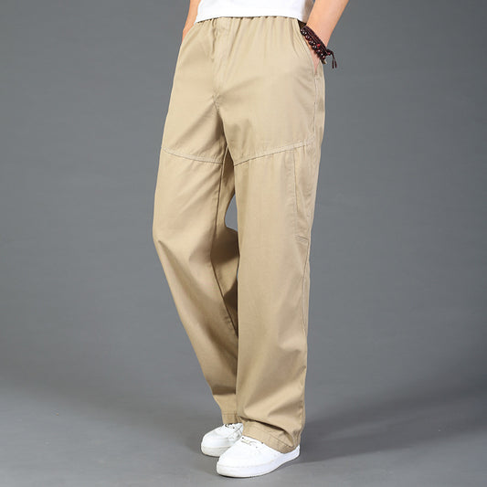 Simple Cotton Thicken Solid Color Men's Casual Pants