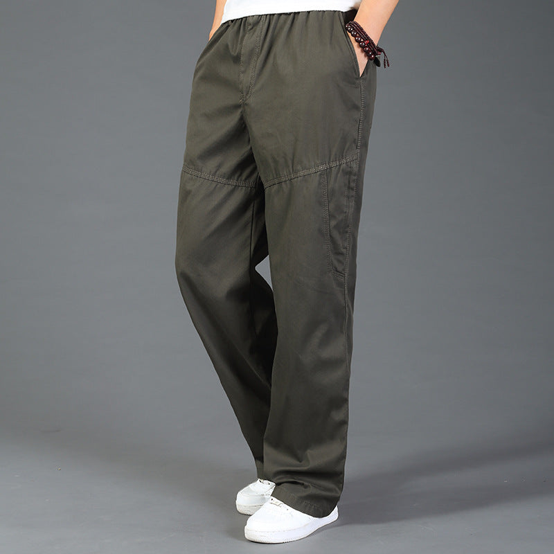 Simple Cotton Thicken Solid Color Men's Casual Pants