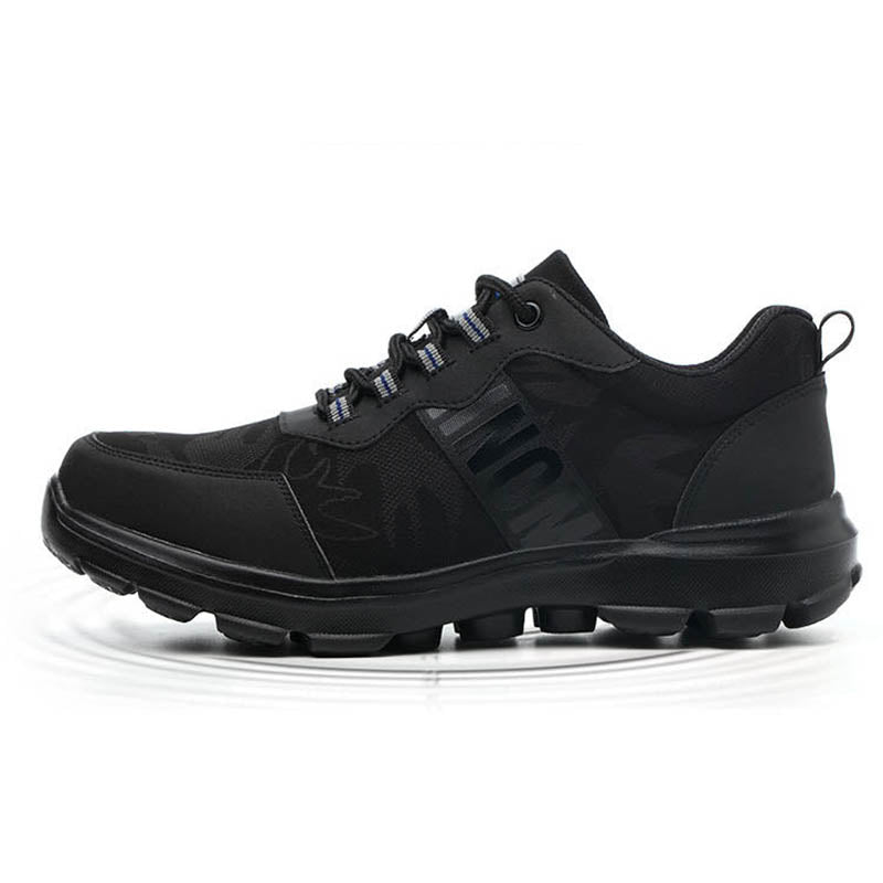Breathable Safety Shoes for Men, Black Men's Sport Work Shoes - KINGEOUS