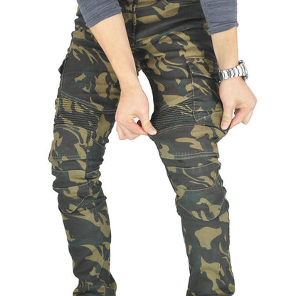 Pantalones para hombres de motocicleta de camuflaje al aire libre con rodillas