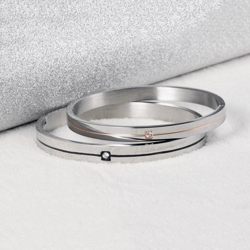 Charming CZ Inlaid Stainless Steel Couple Bracelets - KINGEOUS