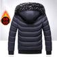 Warm Thicken Winter Detachable Hat Split Joint Men Jacket