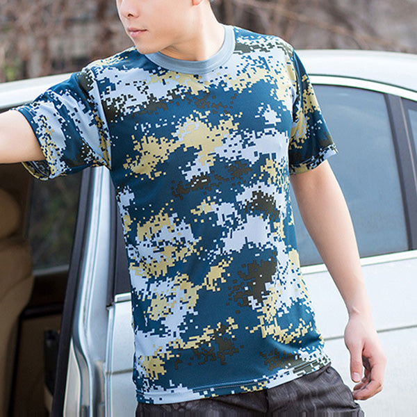 Camouflage Short Sleeve Round Neck Breathable Men's T-shirt