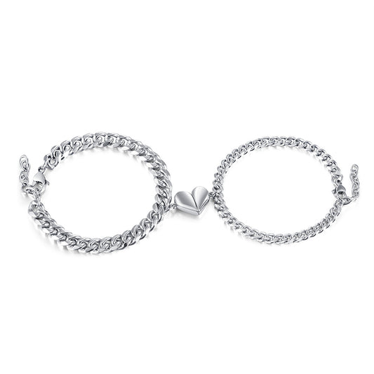 Heart Magnetic Attraction Stainless Steel Couple Bracelets
