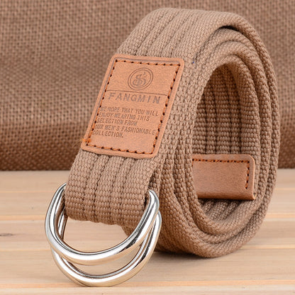 Casual Canvas Double Buckle Woven Belt - KINGEOUS