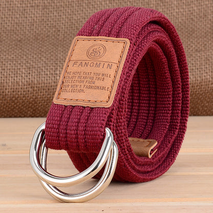 Casual Canvas Double Buckle Woven Belt - KINGEOUS