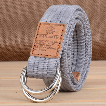 Casual Canvas Double Buckle Woven Belt - KINGEOUS