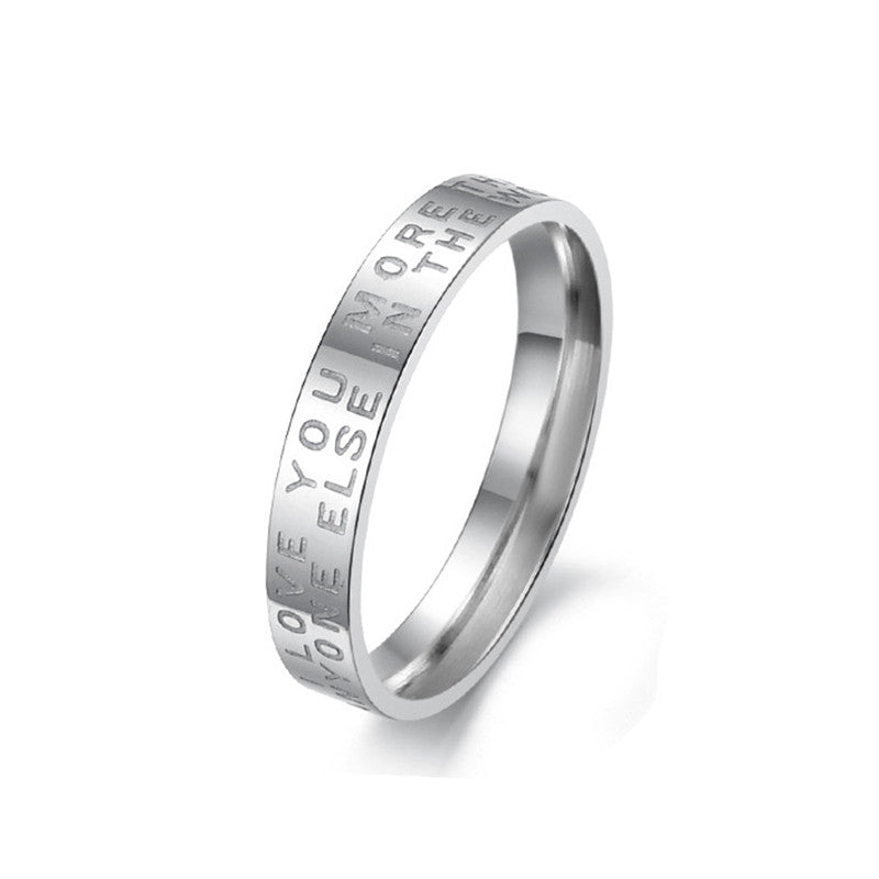 Love Words Plating Stainless Steel Couple Rings