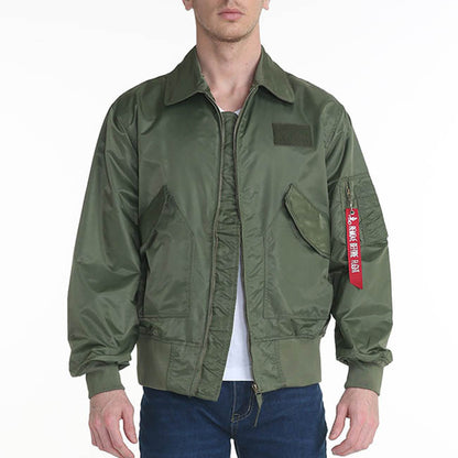 Solid Color Stand Collar Loose Couple Bomber Jacket