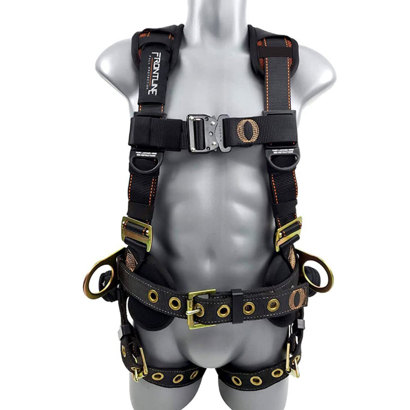 Safety Hammerhead 5pt Safety Harness Back Padded, QCB Chest, Tongue Buckle Legs Straps, Back & Side D-Rings