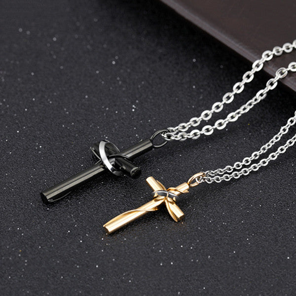 Classical Cross Shape Stainless Steel Couple Necklaces - KINGEOUS