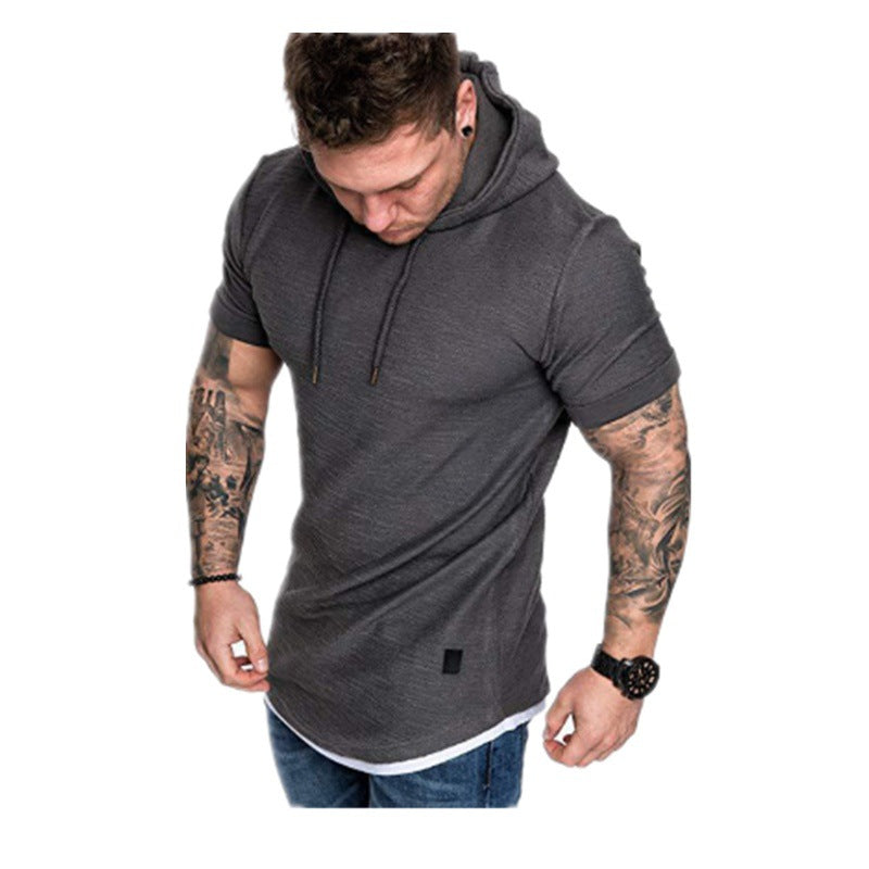 Casual Men's Short Sleeve Hooded T-Shirt