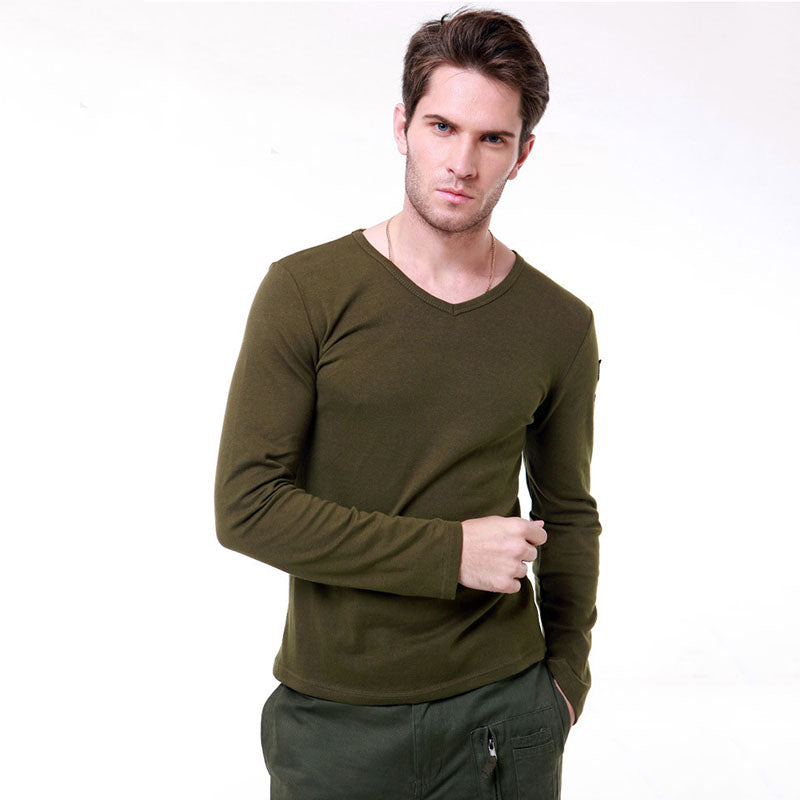 Embroidered Armband Elasticity Long-sleeved Men's T-shirt - KINGEOUS
