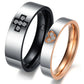 CZ Inlaid Cross Heart Stainless Steel Couple Rings - KINGEOUS