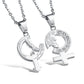 Sex Symbol Shape CZ Inlaid Stainless Steel Couple Necklaces