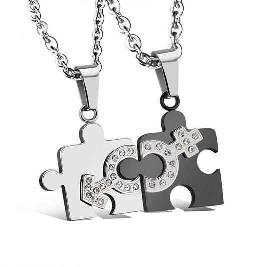 Exquisite Puzzle Shape Stainless Steel Couple Necklaces - KINGEOUS