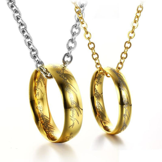 Magical The Lord of the Rings Tungsten Steel Plating Couple's Necklaces