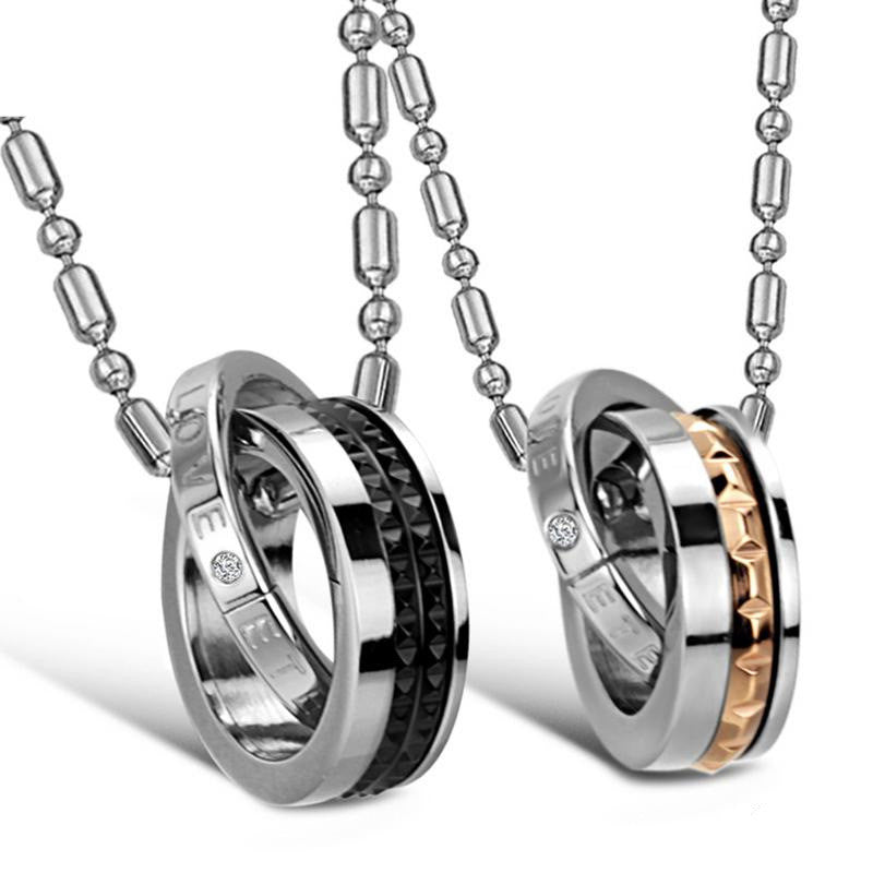 Fashion Circles Shape Stainless Steel Plating Couple Necklaces - KINGEOUS