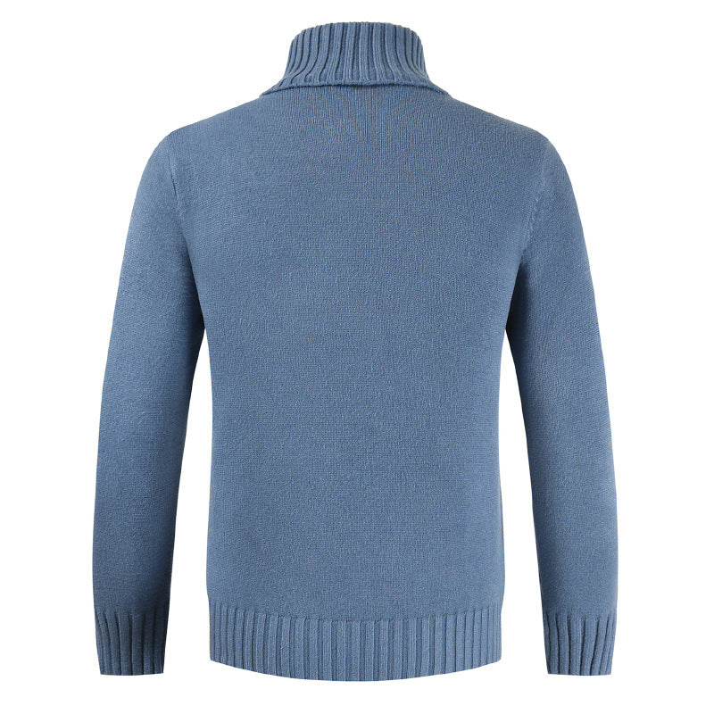 Casual Men's Pullover Slim High Neck Solid Color Sweater
