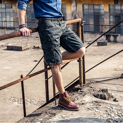 Causal Outdoor Multi Pockets Cotton Cargo Men Shorts - KINGEOUS