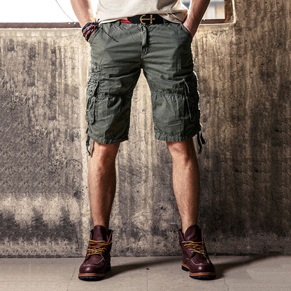 Causal Outdoor Multi Pockets Cotton Cargo Men Shorts - KINGEOUS