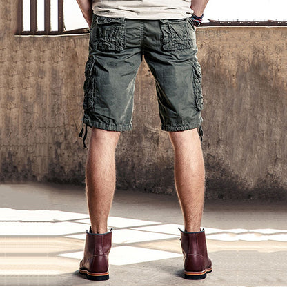 Causal Outdoor Multi Pockets Cotton Cargo Men Shorts - KINGEOUS